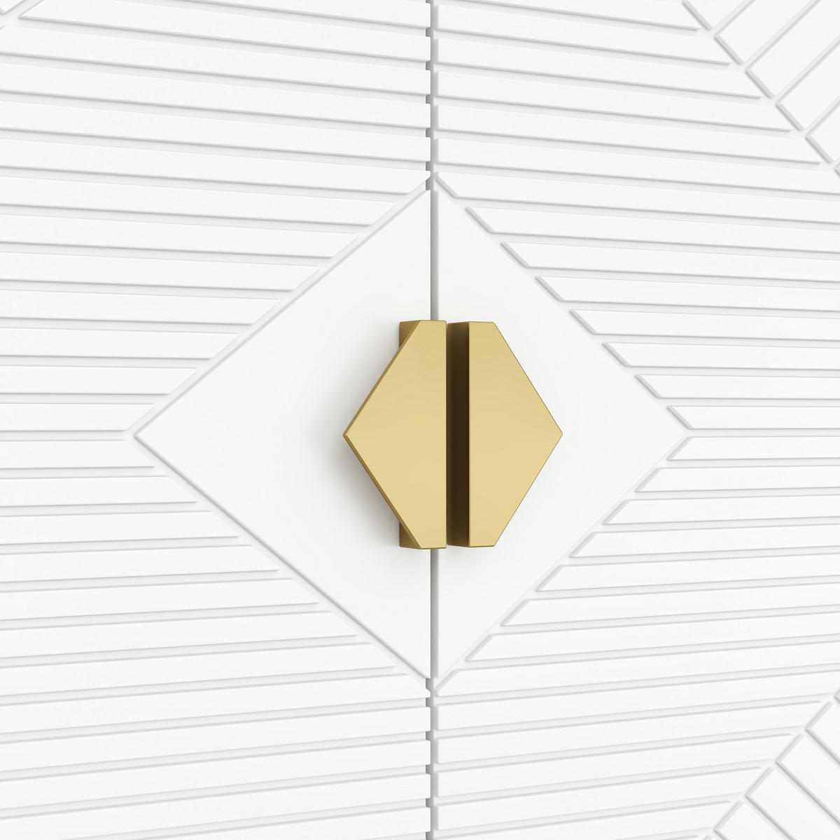 SIDEBOARD Weiß mit Goldbeinen & 4 Türen Geometrisches Design 162×80 cm - Weiß, Holzwerkstoff (162/80/40cm) - Urban Meuble