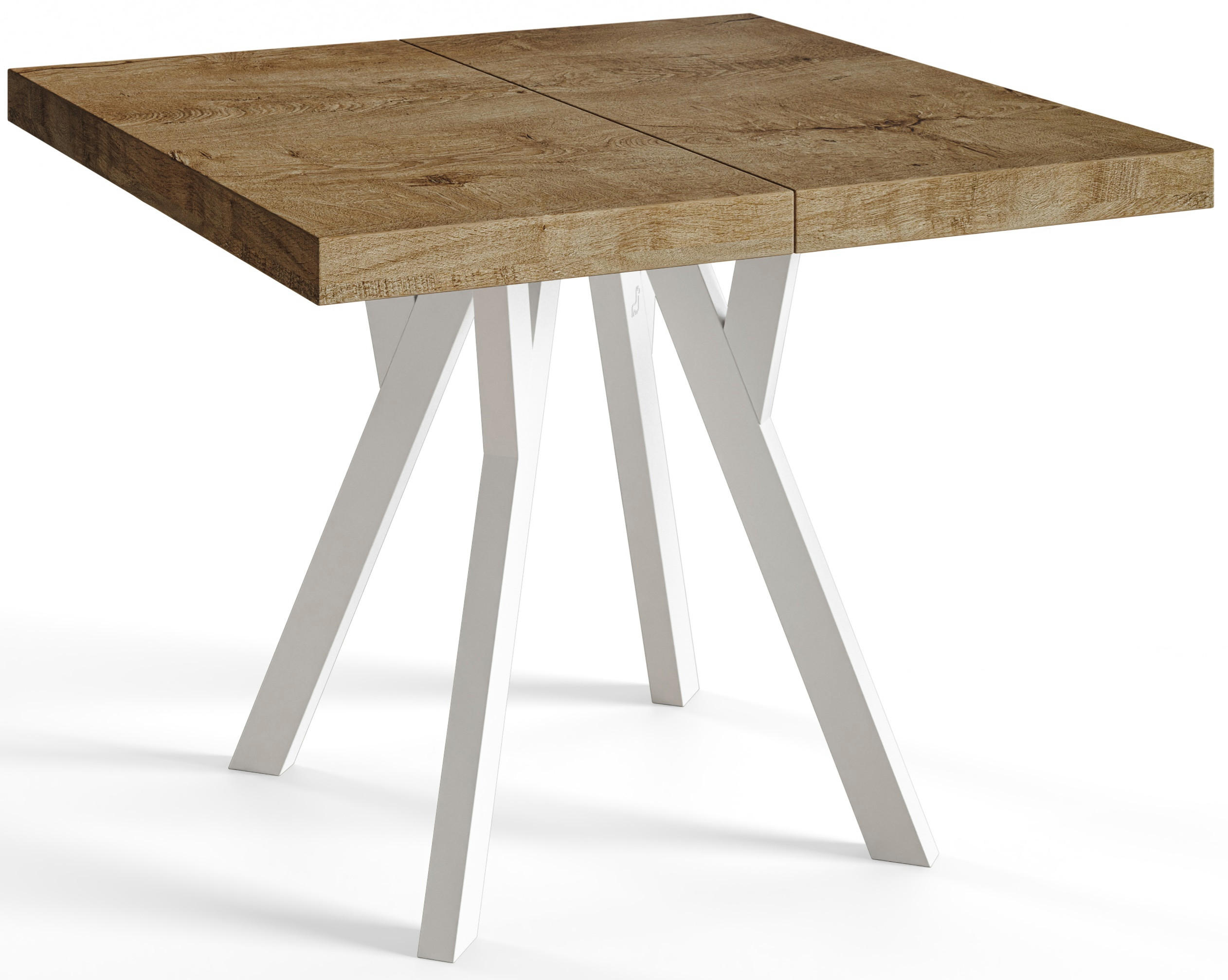 ESSZIMMERTISCH RICO, ausziehbarer Tisch110-210X110X77 cm, Farbe: LEFAKS, mit Holzbeinen in Farbe Weiß - Dunkelbraun/Weiß, Holzwerkstoff (110/110/77cm) - Alpi-Möbel