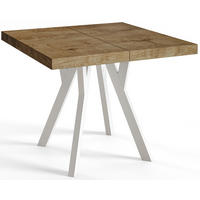 ESSZIMMERTISCH RICO, ausziehbarer Tisch110-210X110X77 cm, Farbe: LEFAKS, mit Holzbeinen in Farbe Weiß - Dunkelbraun/Weiß, Holzwerkstoff (110/110/77cm) - Alpi-Möbel