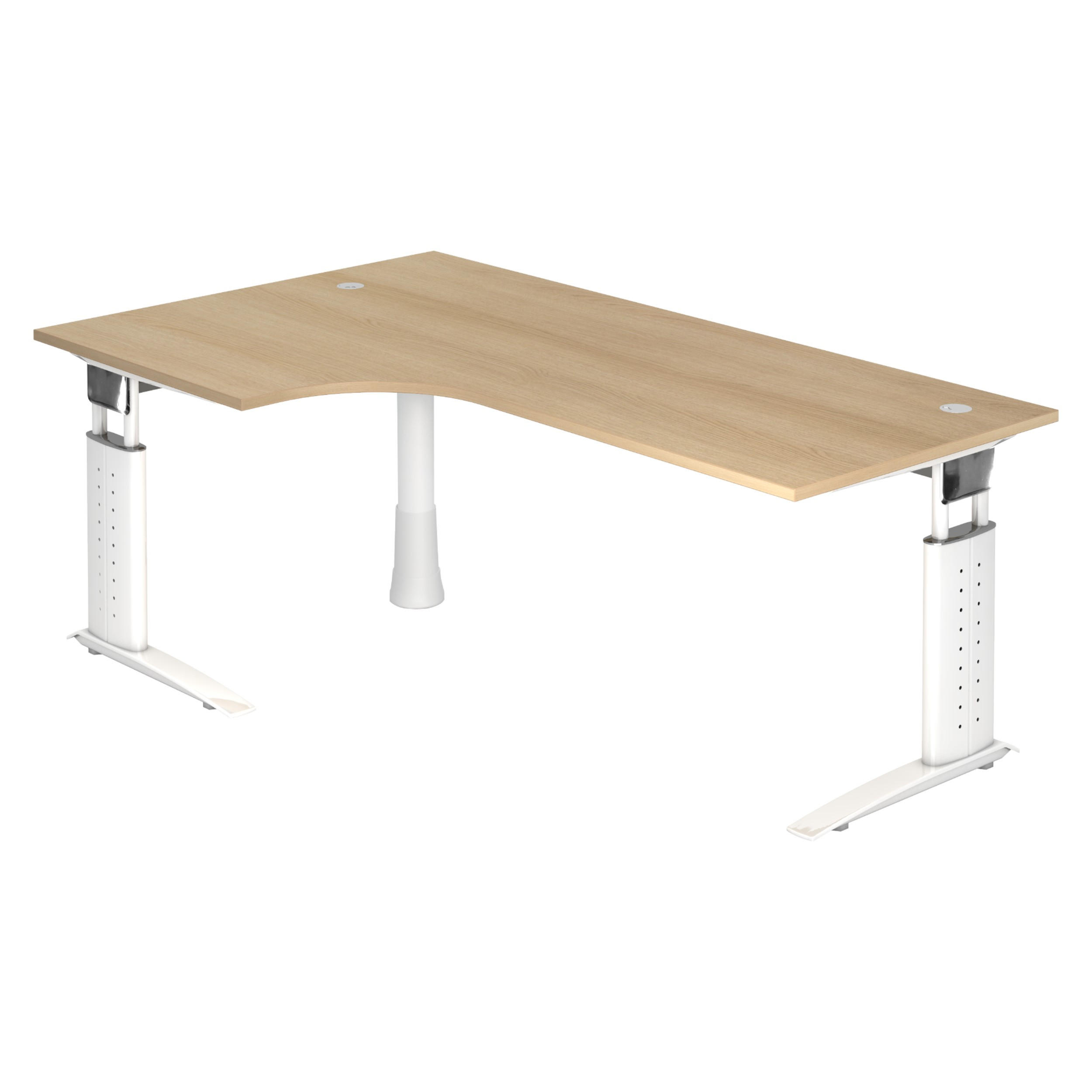 SCHREIBTISCH Serie-U 120/200/74 cm in Eichefarben/Weiß - Eichefarben/Weiß, Holzwerkstoff (120/200/74cm) - bümö
