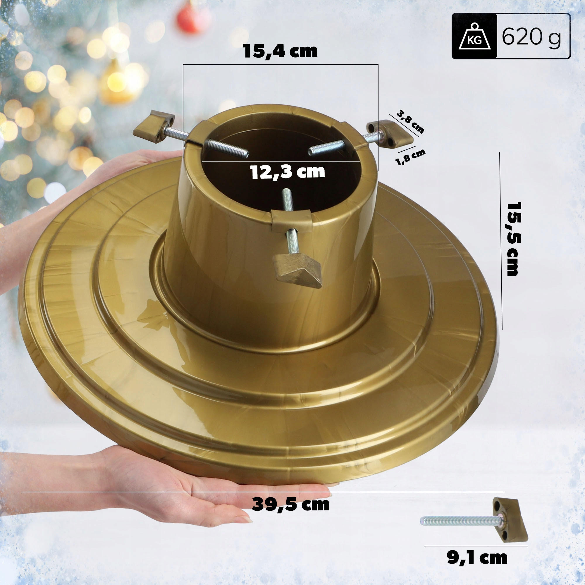 KADAX Weihnachtsbaumständer Christbaumständer 2m Gold - Grün, Kunststoff (15.5cm) - KADAX