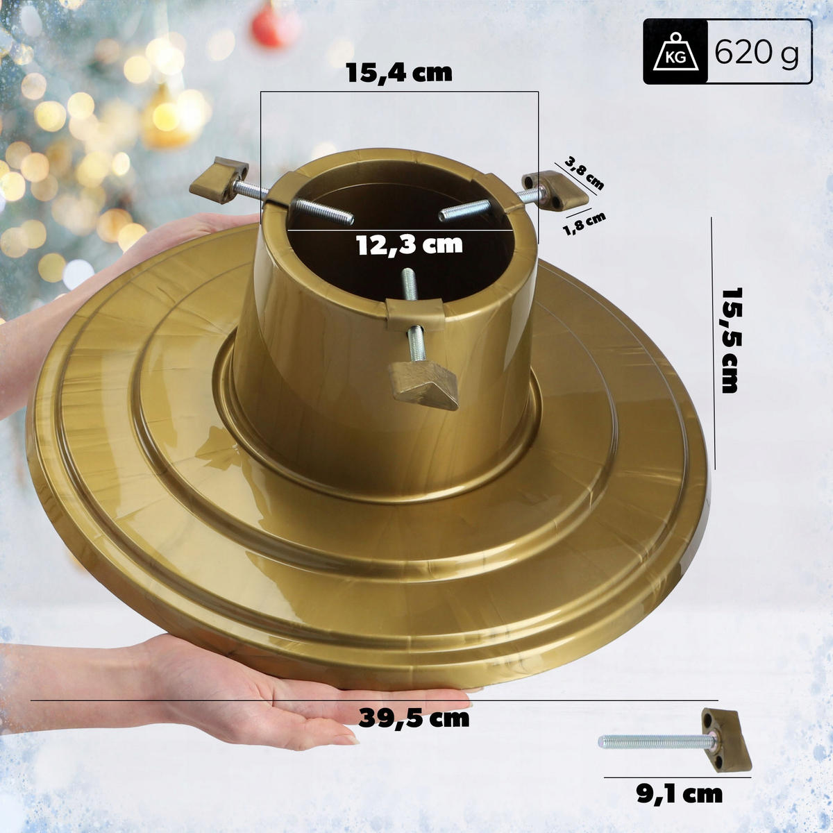 KADAX Weihnachtsbaumständer Christbaumständer 2m Gold - Grün, Kunststoff (15.5cm) - KADAX