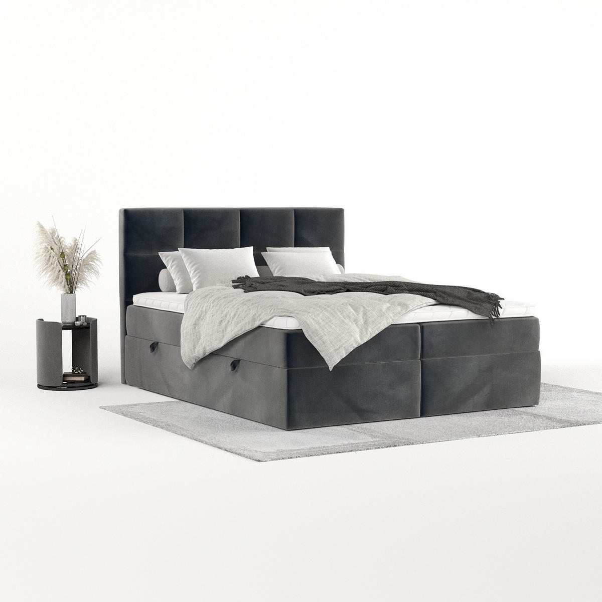 BOXBETT Oris 180/200 cm Anthrazit im Paros Stoff - Anthrazit/Schwarz, Holz/Holzwerkstoff (180/200cm) - AltaBeds