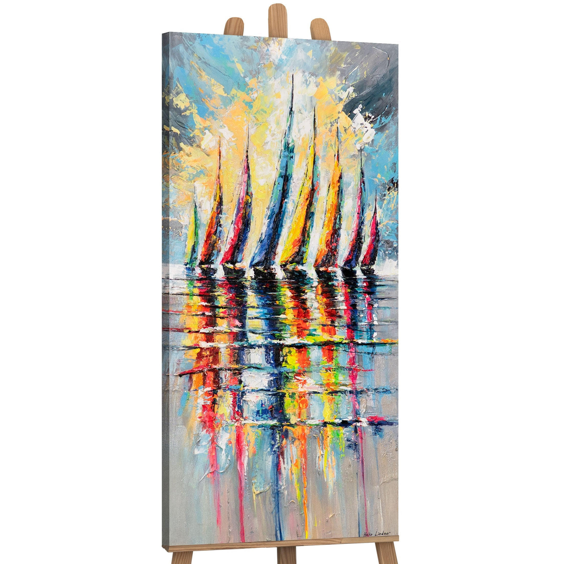 GEMÄLDE Farbige Segel auf Keilrahmen 115x50 cm - Multicolor, Holz (115/50cm) - YS-art gallery
