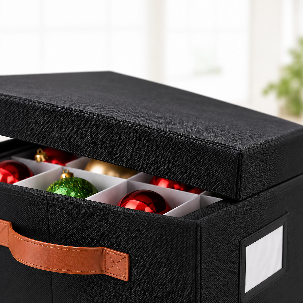 AUFBEWAHRUNGSBOX Schwarz für Weihnachtskugeln 96 Fächer - Schwarz, Wellpappe/Kunststoff (66.5/26/33cm) - Relaxdays