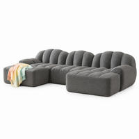 ECKSOFA aus granuliertem Fleece Grau 288x165x79 cm, modular in U- und L-Form stellbar - Grau, Textil (165/288cm) - IVMEU