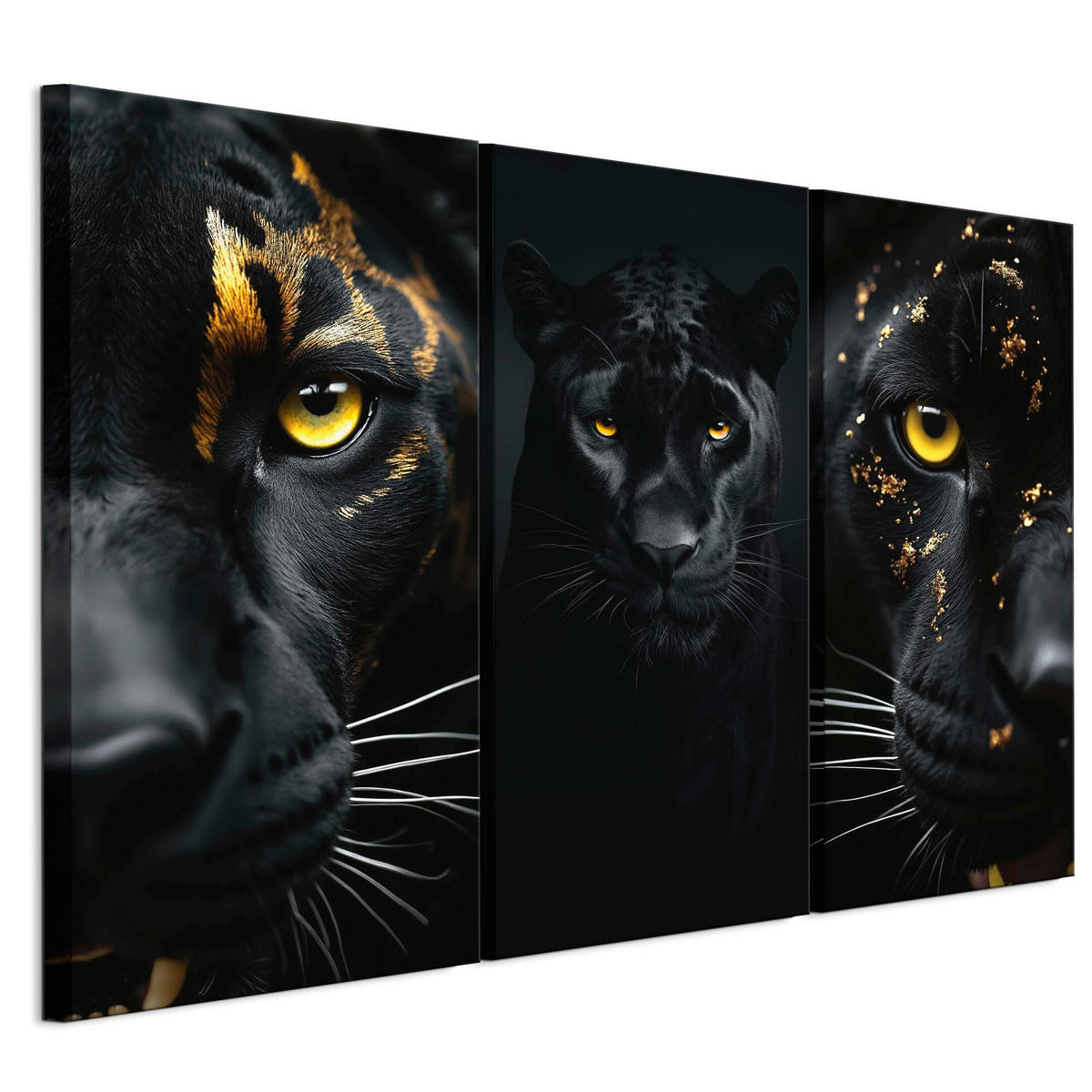 LEINWANDBILD Panther 3-tlg. 120x80 cm - Multicolor, Holz (120/80cm) - LUMASOUL