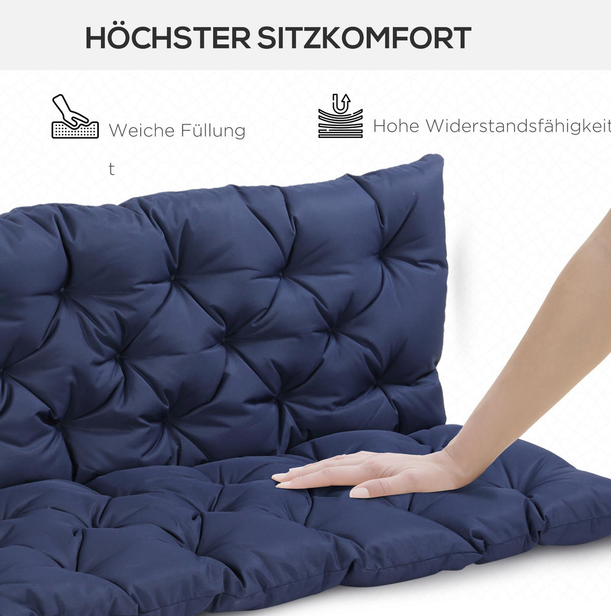 BANKAUFLAGE aus Polyester 150x98x8 cm in Blau mit 6 Bändern - Blau, Textil (98/8/150cm) - Modfu