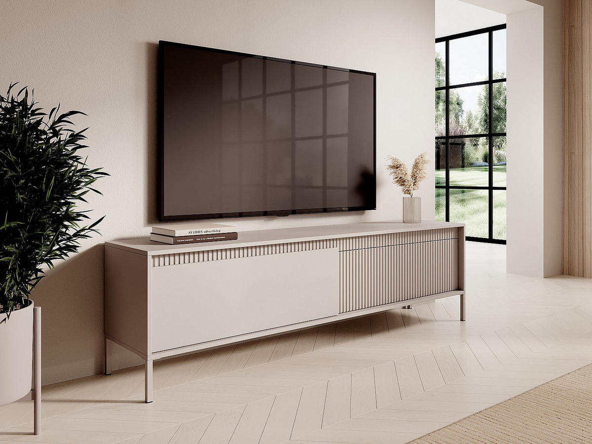 TV-MÖBEL mit 2 Türen - MDF - Beige - NURSEMA - Beige, Holz (187.1/53.4/39.5cm) - Vente-Unique