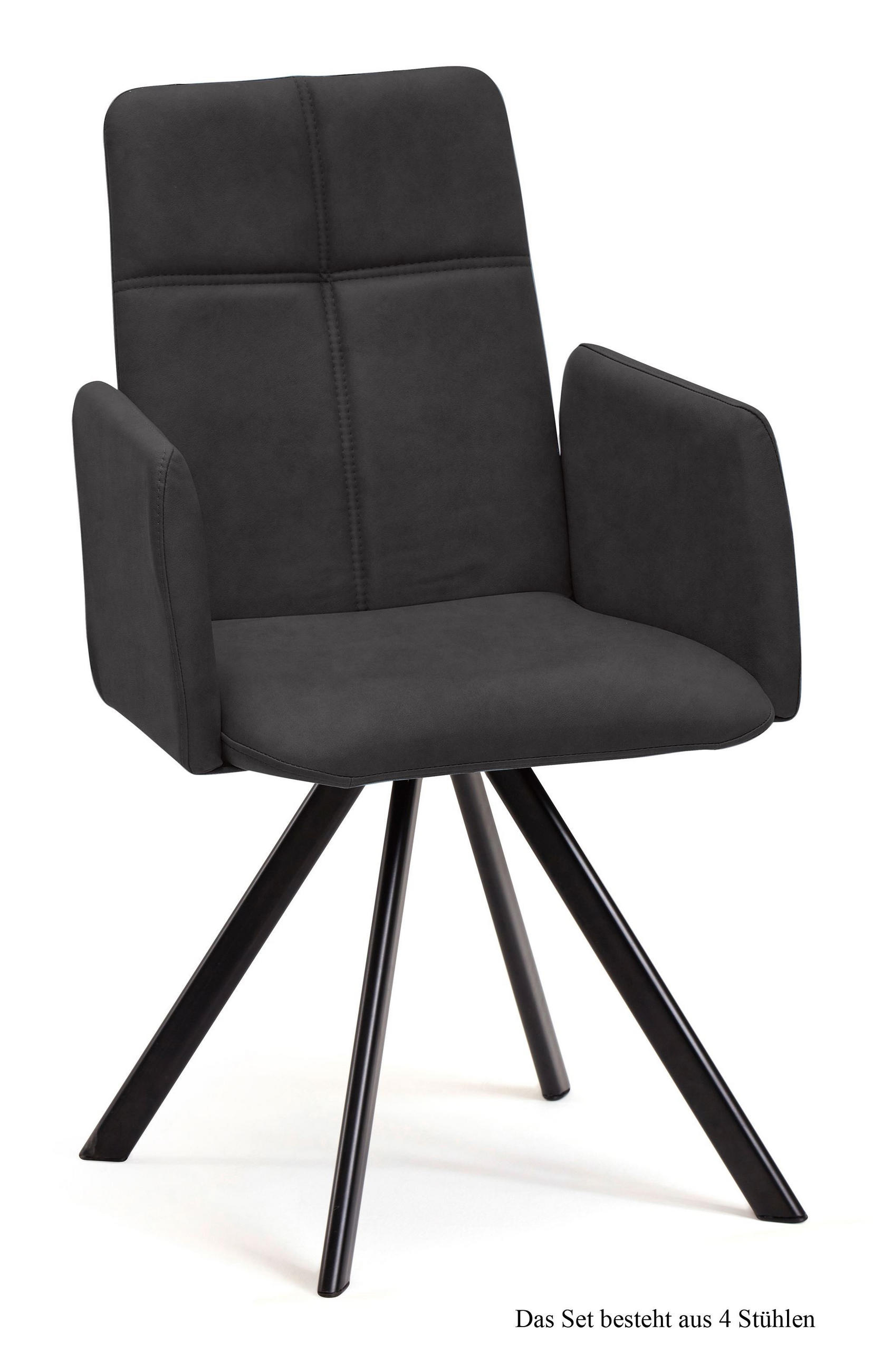 ARMLEHNSTUHL drehbar (4er-Set) Desha 52x92x60 Schwarz/Anthrazit - Anthrazit/Schwarz, Kunststoff (60/92/52cm) - 58aufmkessel