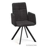 ARMLEHNSTUHL drehbar (4er-Set) Desha 52x92x60 Schwarz/Anthrazit - Anthrazit/Schwarz, Kunststoff (60/92/52cm) - 58aufmkessel