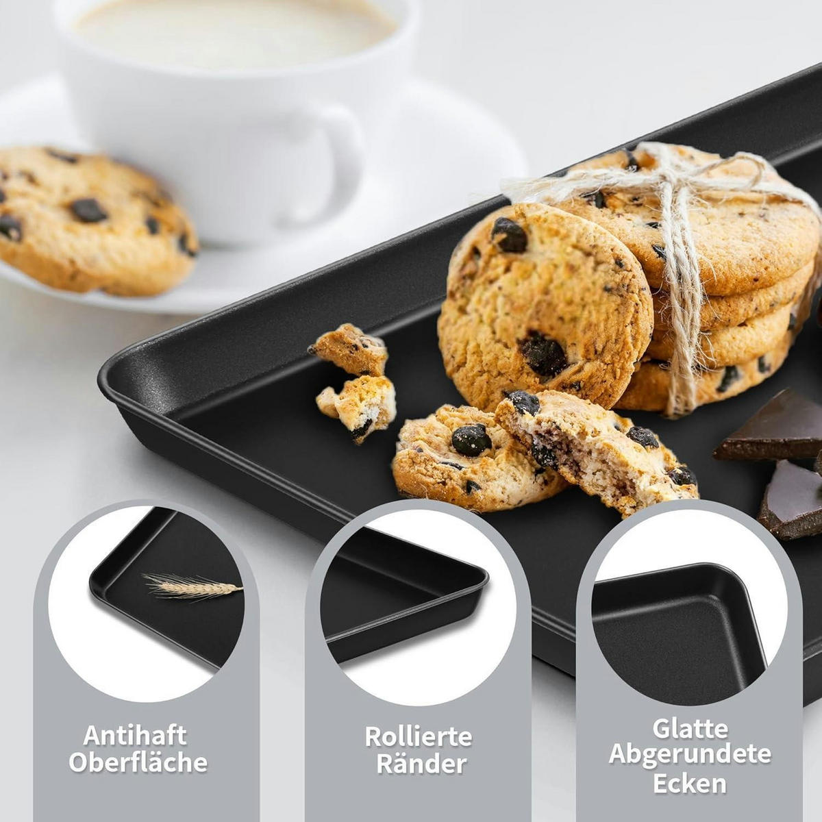 BACKBLECH 2er Set 31,5 cm x 24,5 cm - Schwarz, Metall (24.5/2.5/31.5cm)