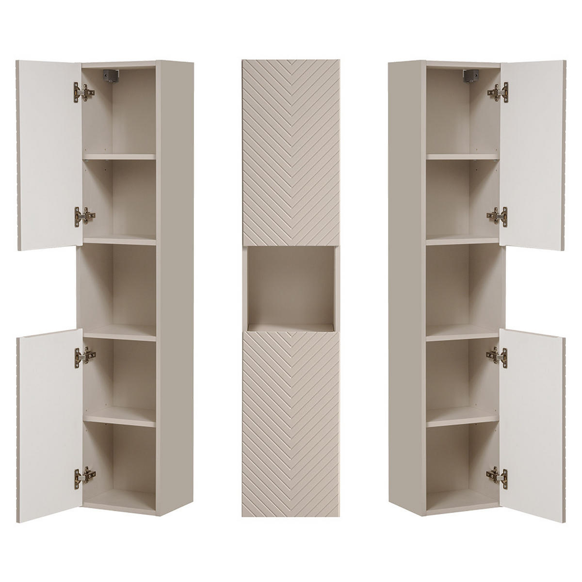 BADMÖBEL-SET 3-TLG. Veracruz-56 - Beige, Holzwerkstoff (140/200/40cm) - Lomado