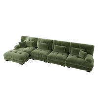 ECKSOFA DE-34065 modular 4-Sitzer Grün - Grün, Holz (145/406cm) - ComfortXL