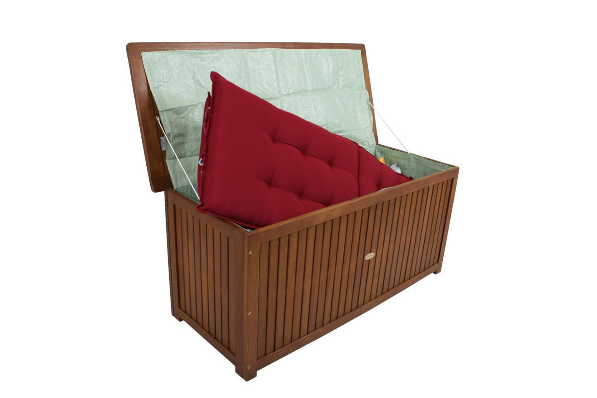 AUFLAGENBOX Joana Natur Akazie Gartenbox Kissenbox Outdoor - Naturfarben, Holz (125/58/55cm) - DELUKE