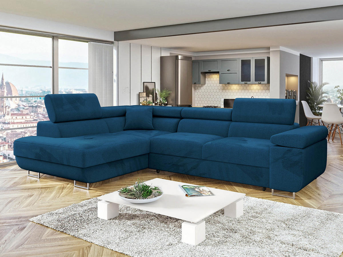 ECKSOFA Torezio, Seite: Links - Blau, Holz/Textil (274/203cm) - MIRJAN24