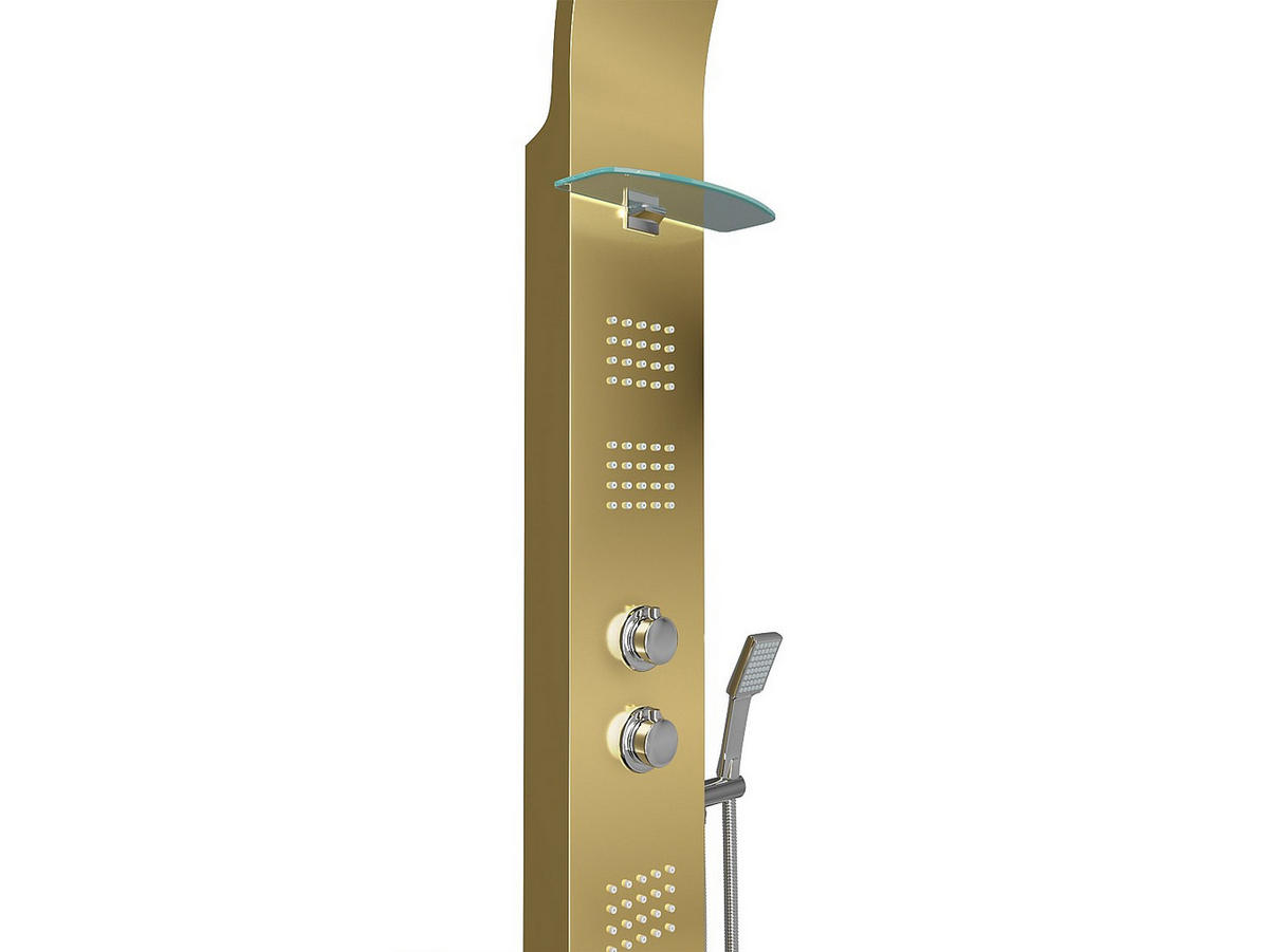 MASSAGE-DUSCHPANEEL - 45 x 150 cm - Goldfarben - JOSTA - Goldfarben, Metall (20/150/45cm) - Vente-Unique