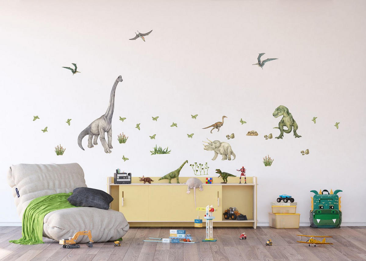 WANDTATTOO Dinosaurier 85 x 65 cm - Multicolor, Papier (85/65/65cm) - Sanders & Sanders