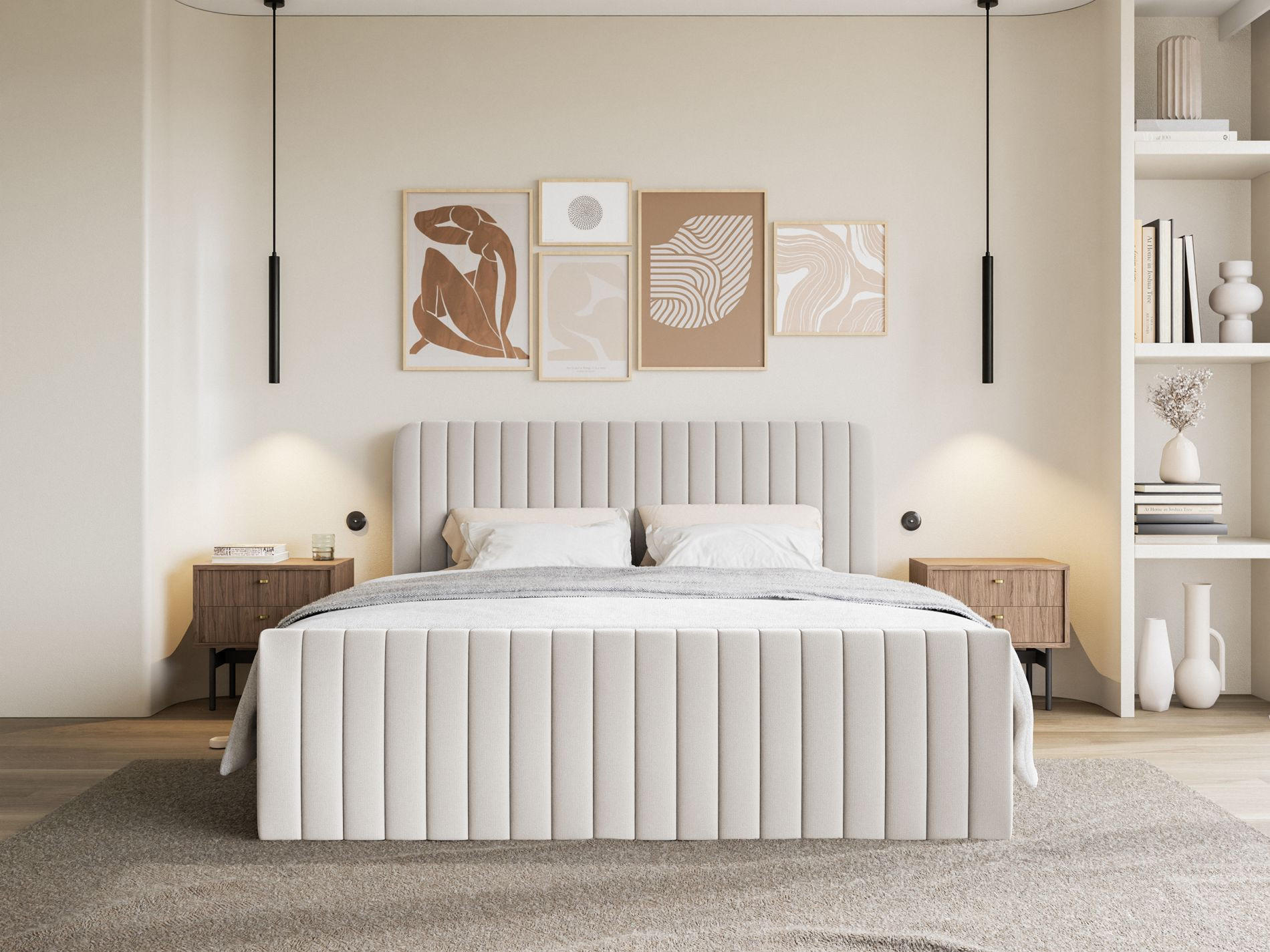 Thumbnail - Selsey Boxbett, Ecru, Textil, 2-Sitzer, Höhe ca. 20 cm, 140x200 cm, Schlafzimmer, Betten, Boxspringbetten