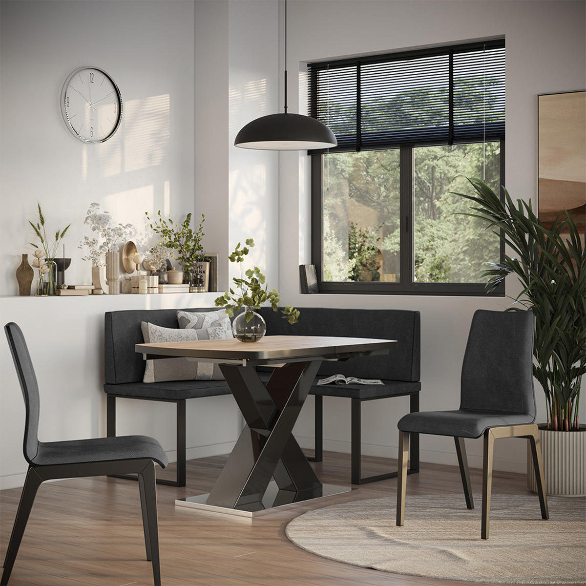 ECKBANK Ravon Anthrazit 120 x 120 cm - Anthrazit, Textil (120/87/120cm) - Vicco