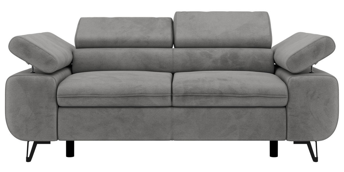 DVOJMIESTNA POHOVKA PETER 2 - Svetlosivá Samet - čierna/svetlosivá, kov/textil (200/76/99cm) - MKS
