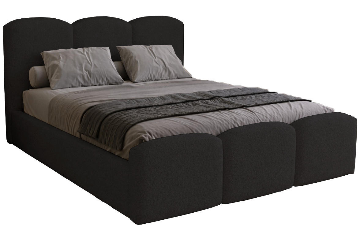 POLSTERBETT mit Bettkasten 160x200 Capri, Boucle, Schwarz - Schwarz, Holz/Textil (160/200cm) - Emporius