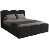 POLSTERBETT mit Bettkasten 140x200 Capri, Boucle, Schwarz - Schwarz, Holz/Textil (140/200cm) - Emporius