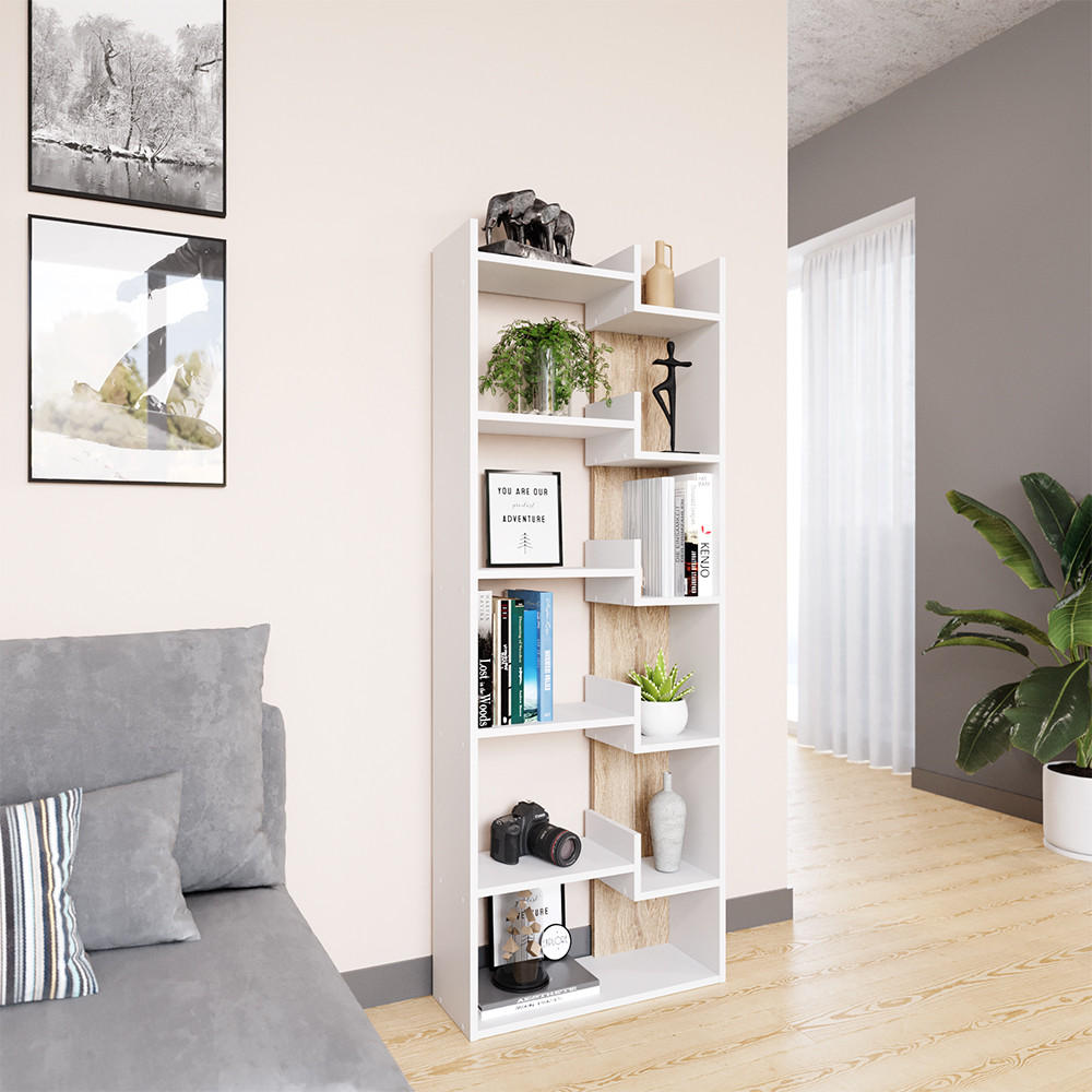 RAUMTEILER Fico Sonoma 61 x 160.2 cm - Weiß/Sonoma Eiche, Holzwerkstoff (61/160.2/22.1cm) - Vicco