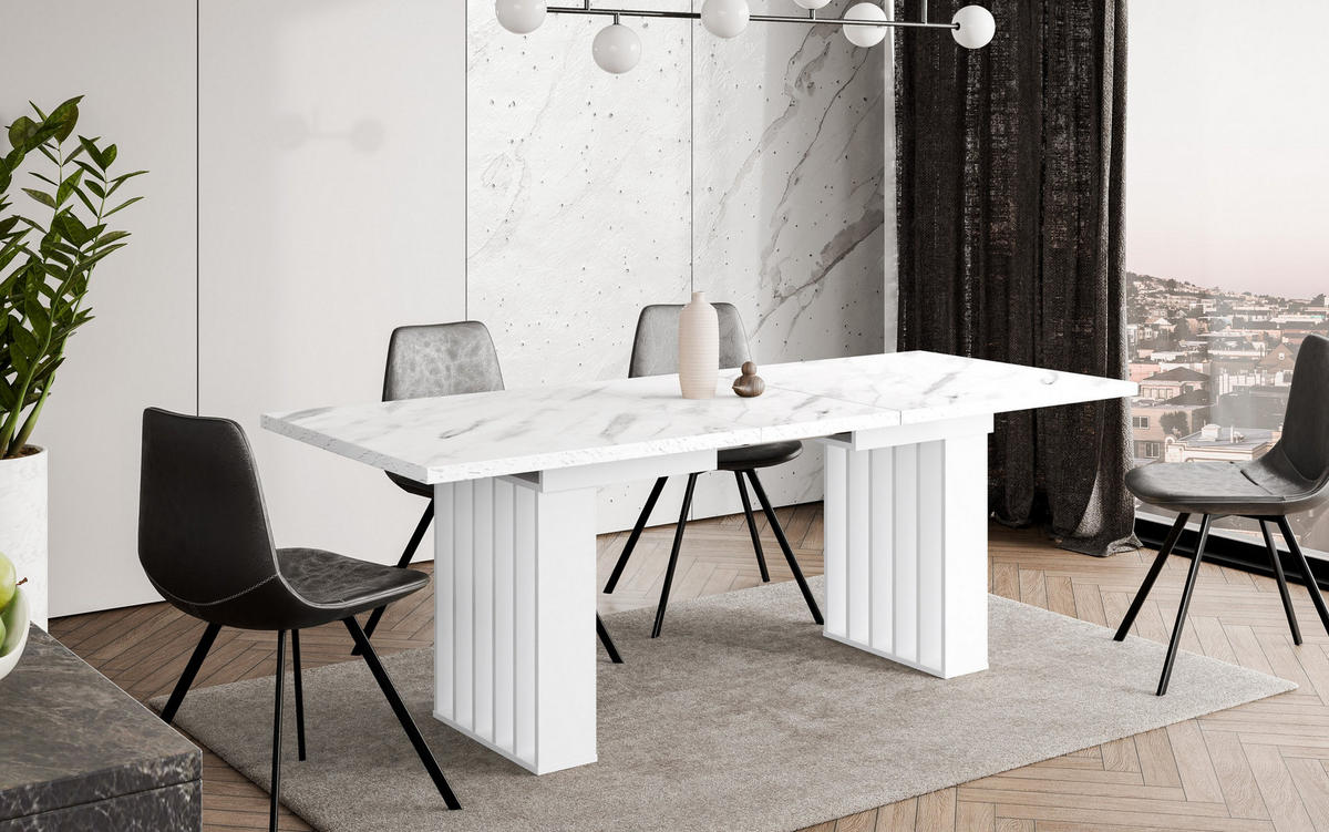 ESSTISCH MARDIS Ausziehbar 160 - 240 / 80 x 75 cm - Weiß, Holz (160/80/75cm) - MASSENO