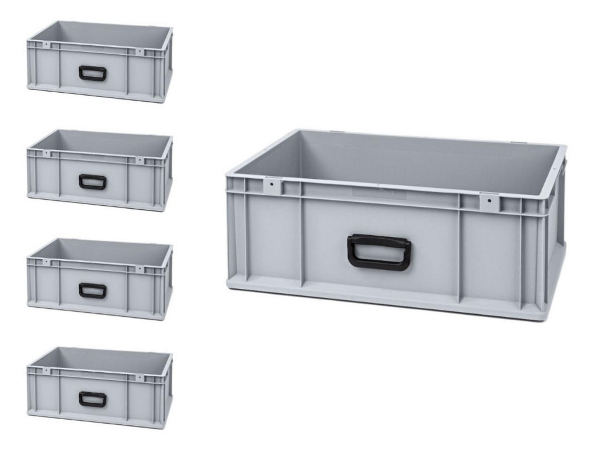 EUROBOX 5x Nextgen Portable Uno 22x40x60cm 44 Liter - Grau, Kunststoff (40/22/60cm) - PROREGAL