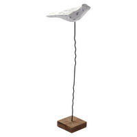 SKULPTUR VOGEL Kikki 56 Mangoholz-Sockel weiß-natur - Weiß, Metall (10/56/25cm) - CREEDWOOD