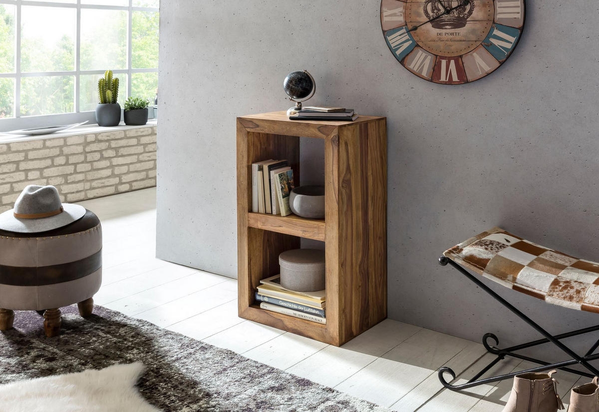 REGAL Massivholz Akazie Rustikal Handgefertigt, Braun 50x35x88 cm - Braun, Holz (50/88/35cm) - KADIMA DESIGN