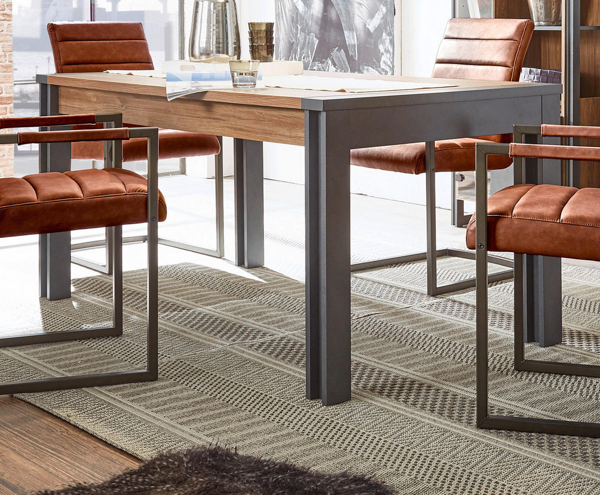 ESSTISCH Eiche Stirling, Matera grau, Küchentisch 154 x 90 cm - Eichefarben/Grau, Holzwerkstoff (90/154/76cm) - Furn.Design