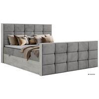 BOXBETT ALNOR DUO 140/200 - Hellgrau Velvet - Topper Visco - H3 - Hellgrau/Schwarz, Kunststoff/Textil (140/200cm) - MKS