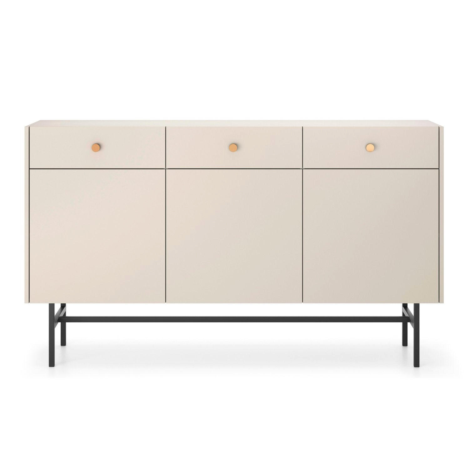 SIDEBOARD Divenos Greige 155 cm - Taupe/Goldfarben, Holzwerkstoff/Metall (155/89.4/39cm) - Selsey