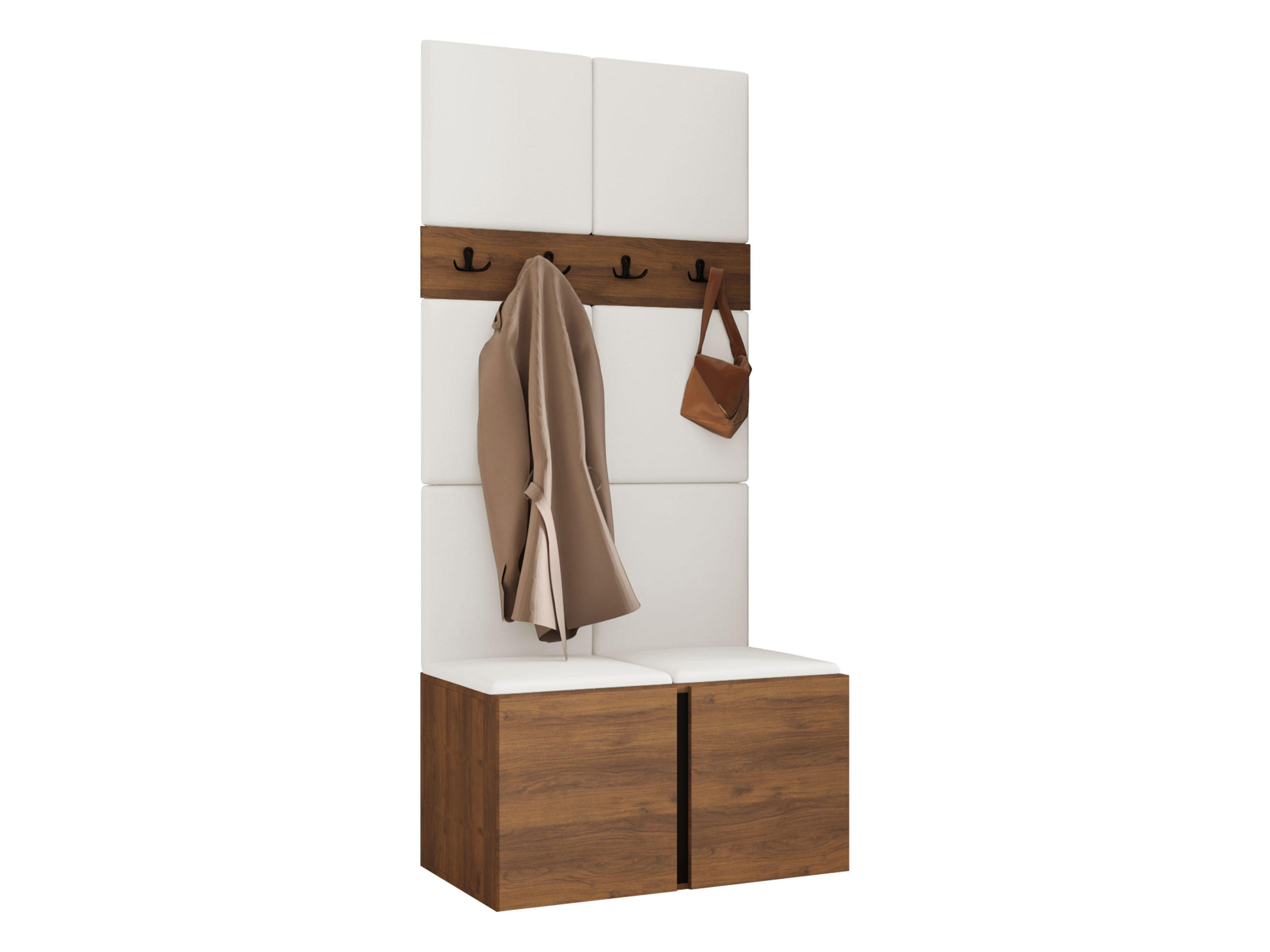 Mirjan24 Garderoben-Set Nussbaum, Weiß 84x186x46 cm
