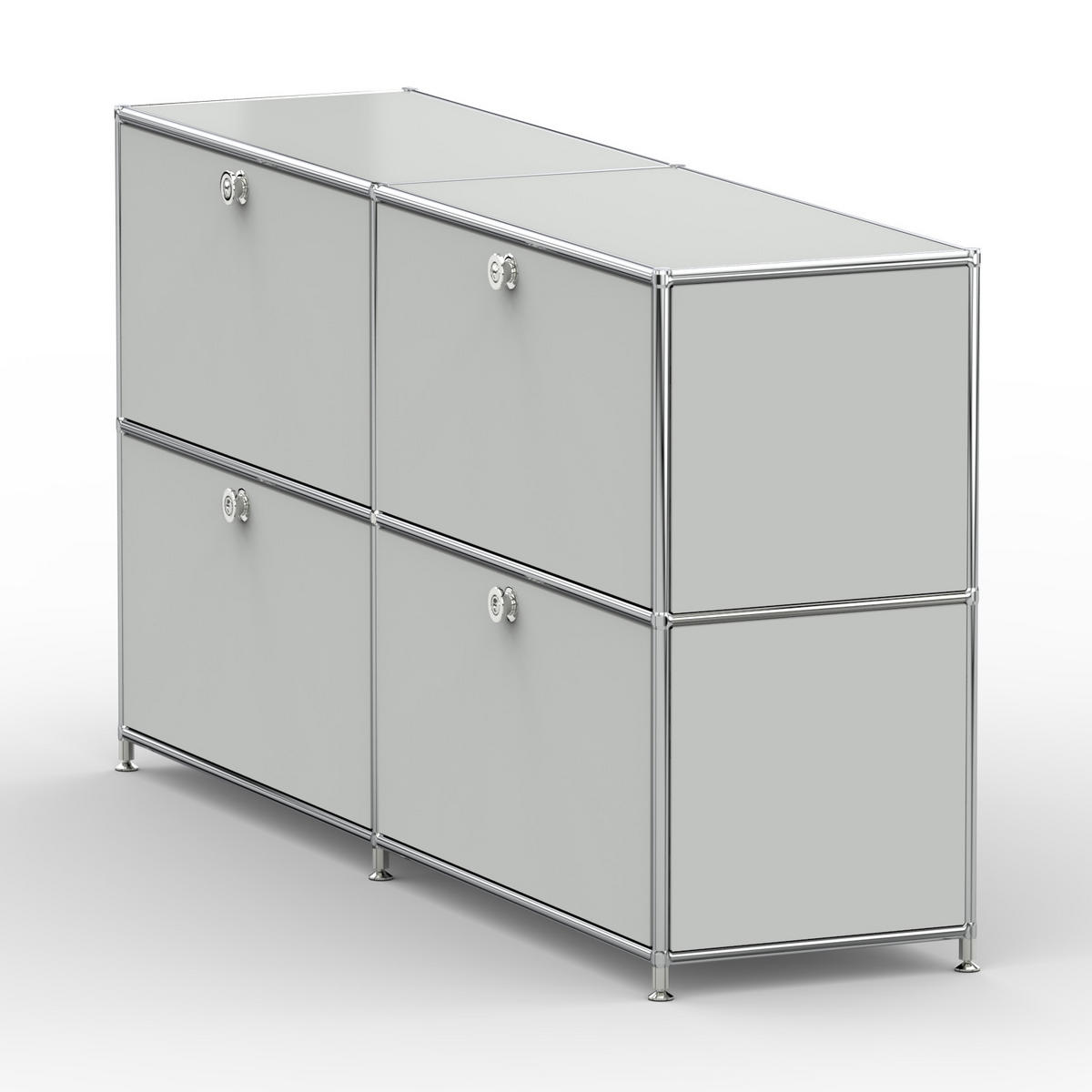 AKTENSCHRANK, 4 Klappen & Schloss, Breite 152 cm, Lichtgrau - Chromfarben/Silberfarben, Metall (40/80.5/152.2cm) - Versee