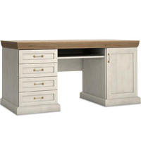 SCHREIBTISCH ARVEN mit Schubladen und Tür, Cremeweiß - Eichefarben/Creme, Holz (55/147/80cm) - KONSIMO®