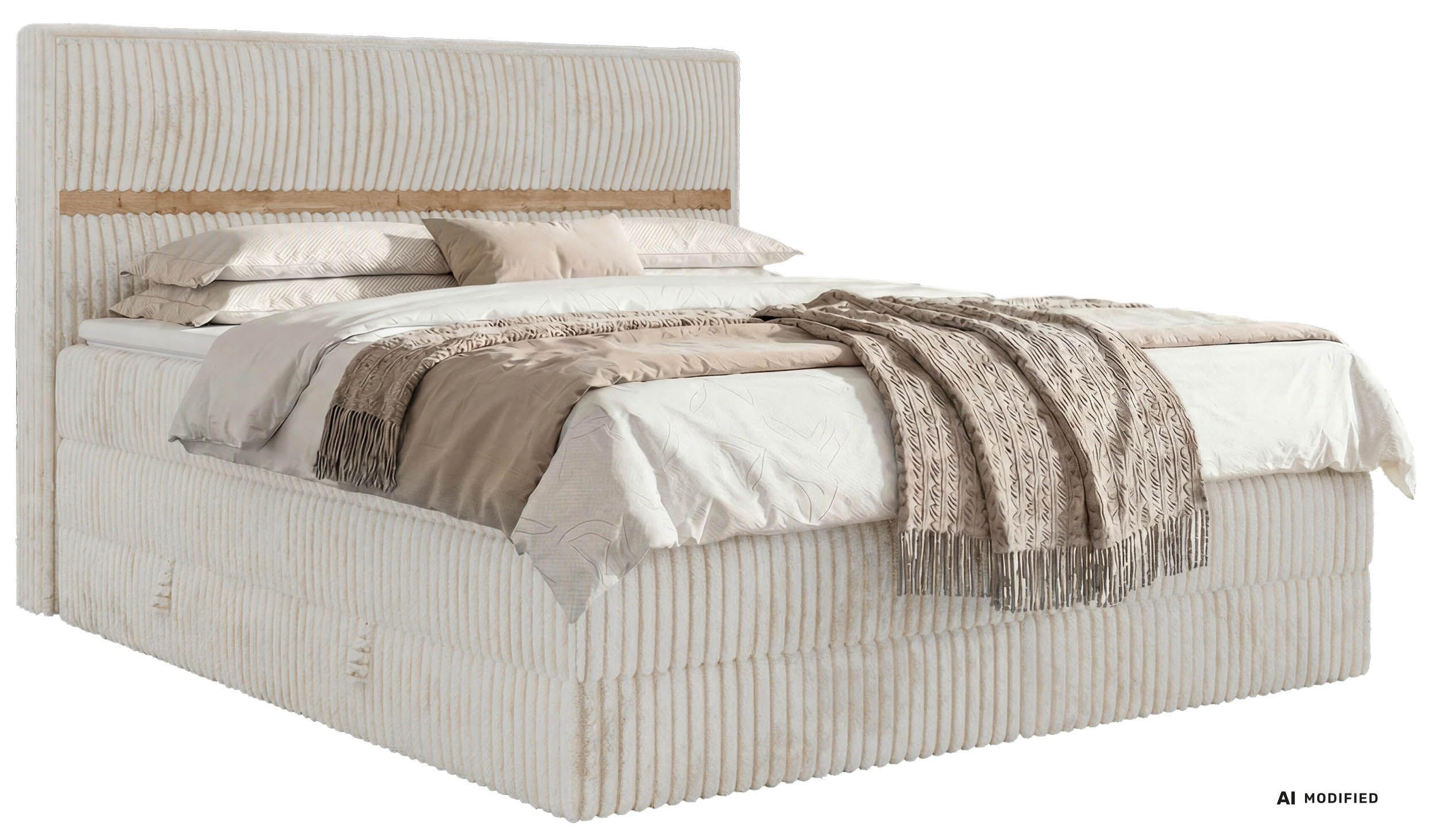POSTEL BOXSPRING ORVO KING 140/200 - Béžová Manšestr - Topper T25 - H4 - černá/béžová, textil/plast (140/200cm) - MKS