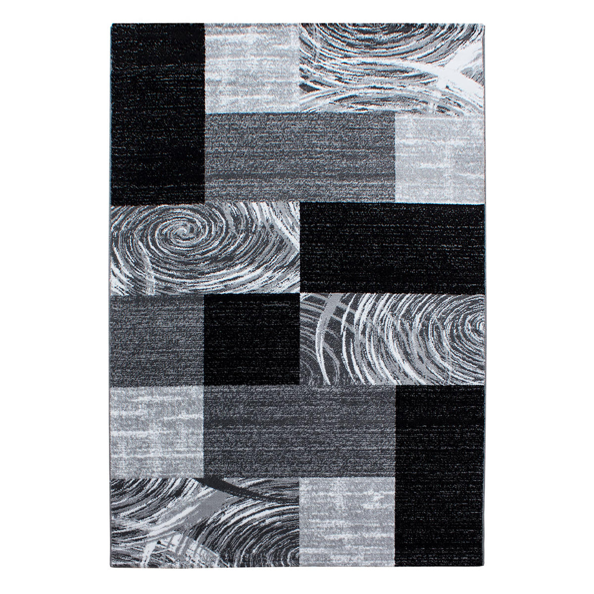 TEPPICH Handwäsche Kurzflor Abstrakte Karos Polypropylen Wohnzimmer Schwarz Läufer 80x150 - Schwarz, Textil (80/150cm) - KADIMA DESIGN