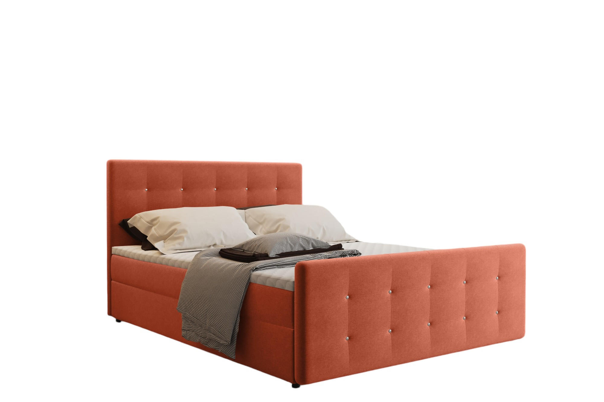 Kaiser Möbel KONTINENTÁLNÍ POSTEL s úložným prostorem, matrací a topperem AMOR Oranžová 120x200 cm H2-Pocket