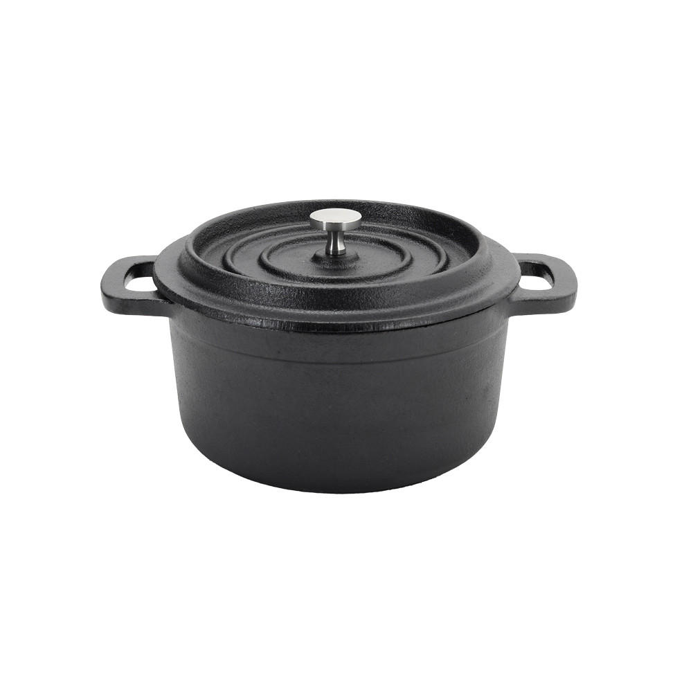 MINI-SCHMORTOPF mit Deckel aus Gusseisen in Schwarz 14 x 14 x 6,7 cm 2 kg - Schwarz, Metall (14/14/6.7cm) - Livingandhome