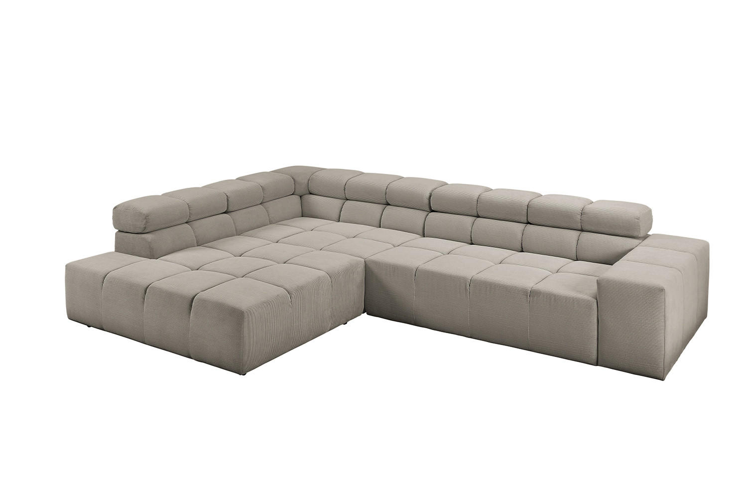 ECKSOFA MIT MOTORISCHEM SITZVORZUG NEVADA Grau Cord - Schwarz/Grau, Kunststoff/Textil (319/215cm) - KAWOLA