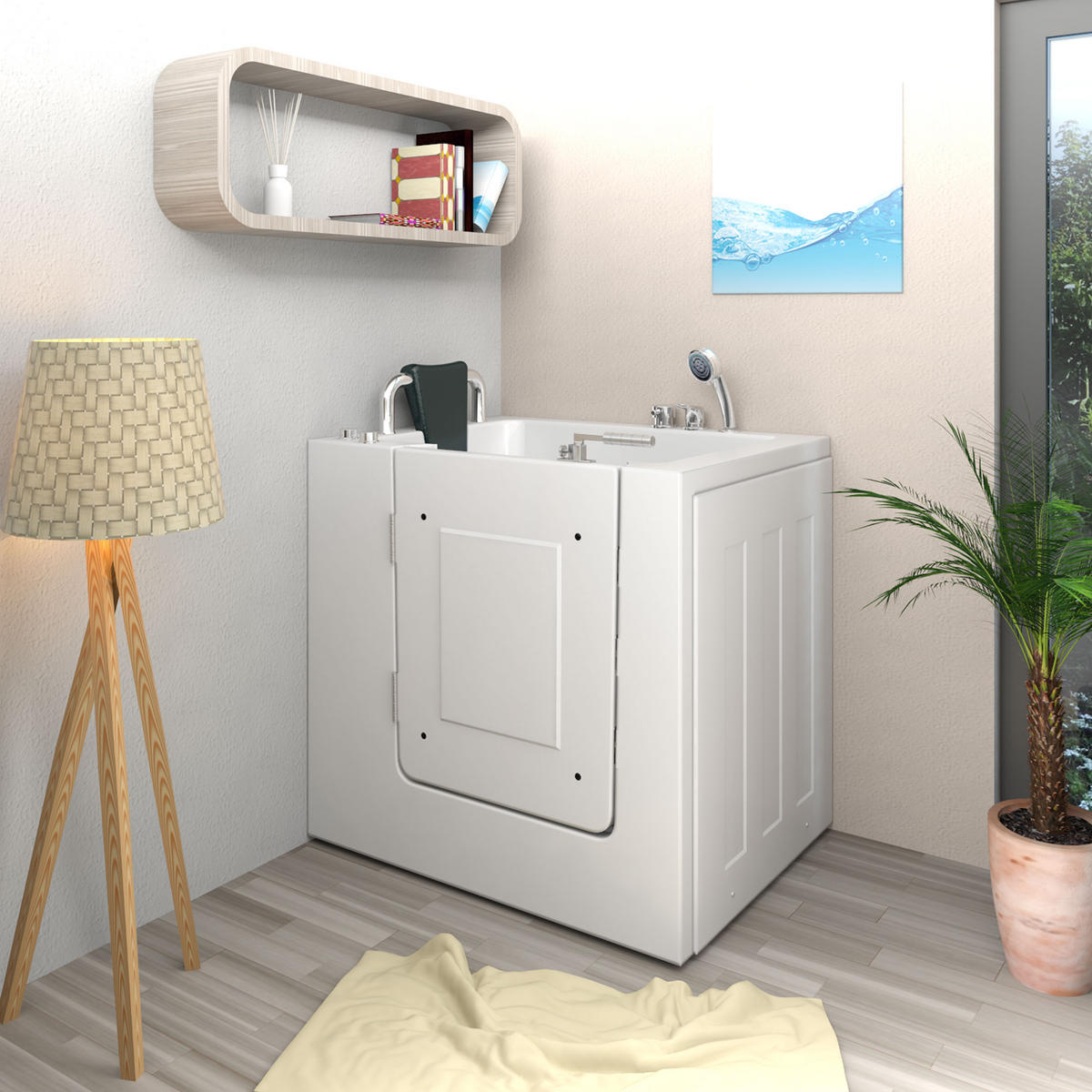 SENIORENWANNE S02-A-L Weiß - Weiß, Glas/Kunststoff (100/113/78cm) - AcquaVapore by Sandra Jentho