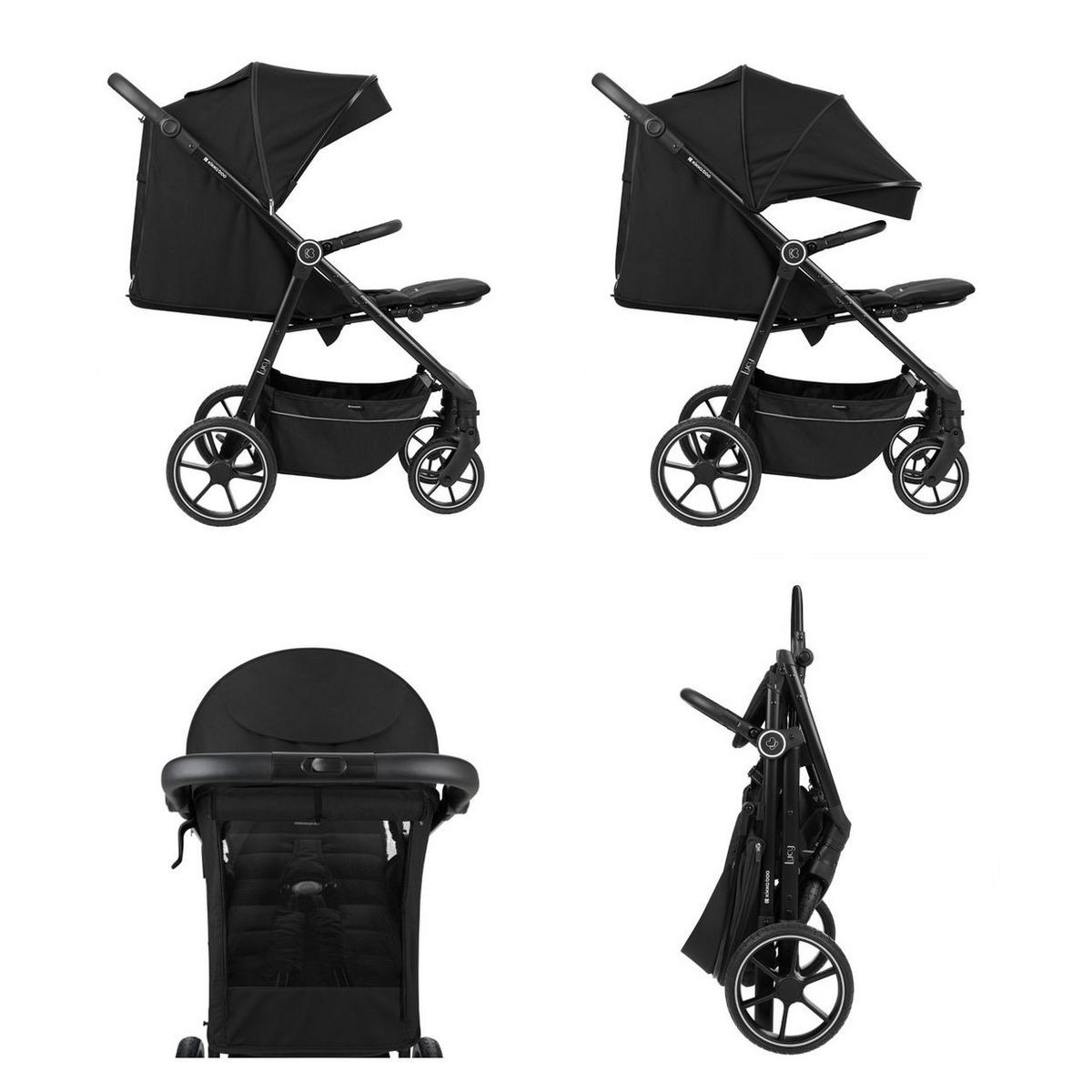 BUGGY Lucy Gurt schwarz Rückenlehne verstellbar Federung Hinterradbremse - Schwarz, Metall (74/54/104cm) - Kikka boo