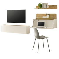 WOHNWAND weiß matt, Eiche Wotan 3-teilig 270 cm, Wohnkombination mit Sekretär - Eiche Wotan/Weiß, Holz/Holzwerkstoff (270/170/30cm) - Furn.Design