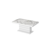 COUCHTISCH rechteckig Marmoroptik Weiß Hochglanz auziehbar höhenverstellbar 120/70/50 cm - Weiß Hochglanz/Weiß, Holzwerkstoff (70/120/50cm)