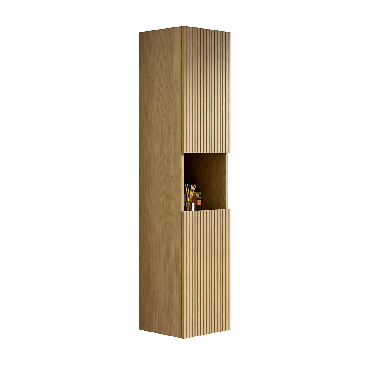 MIDISCHRANK 160x35x35cm in Goldene Eiche,aus Sperrholz mit Dämpfer - Eichefarben/Schwarz, Holzwerkstoff (160/35/35cm) - Modfu