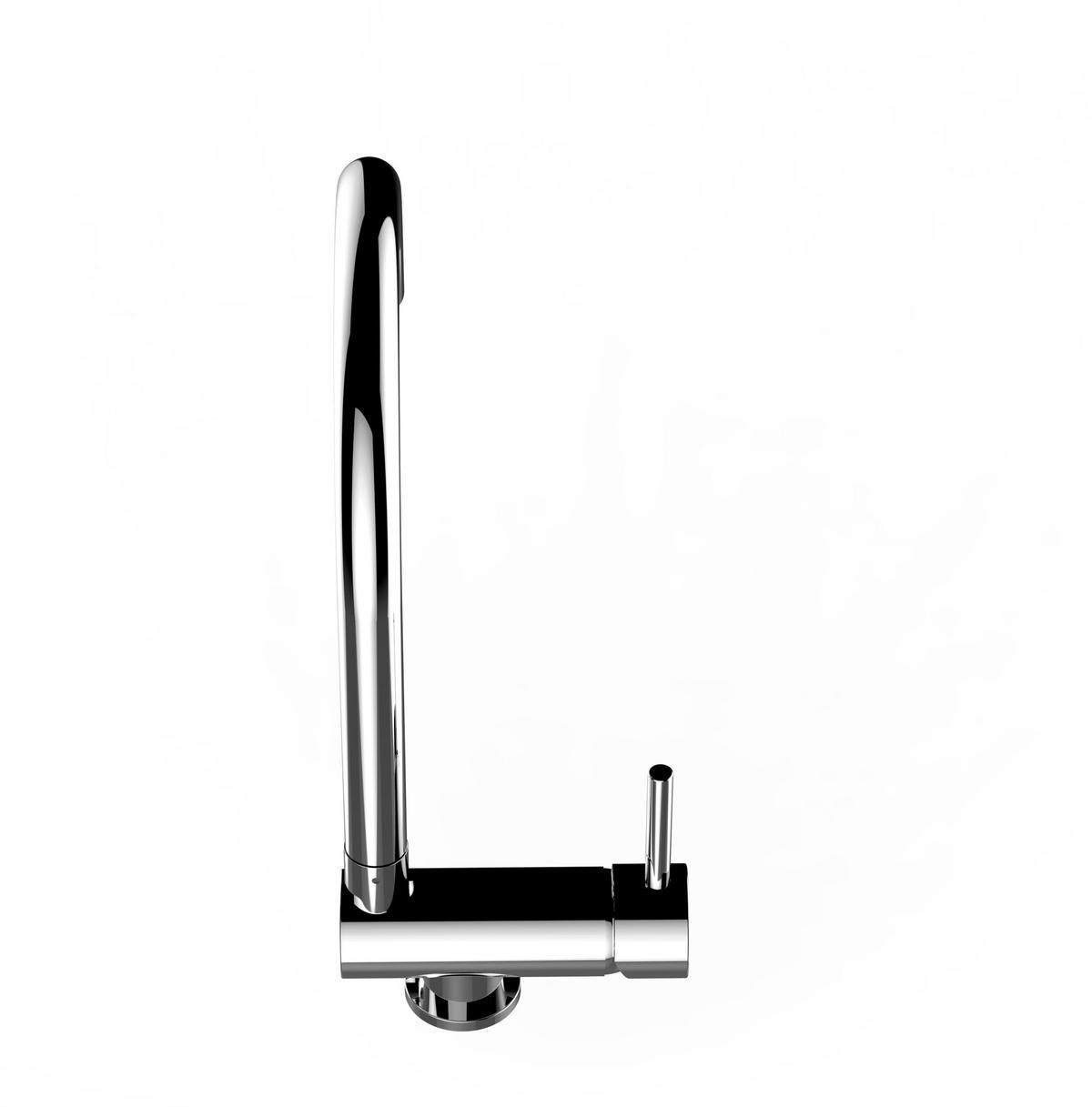 VORFENSTER-KÜCHENARMATUR, Umklappbar 6 CM, Verchromt, 360° schwenkbar, LINKER HEBEL - Chromfarben, Metall (18.1/31.3/18.1cm) - VIZIO