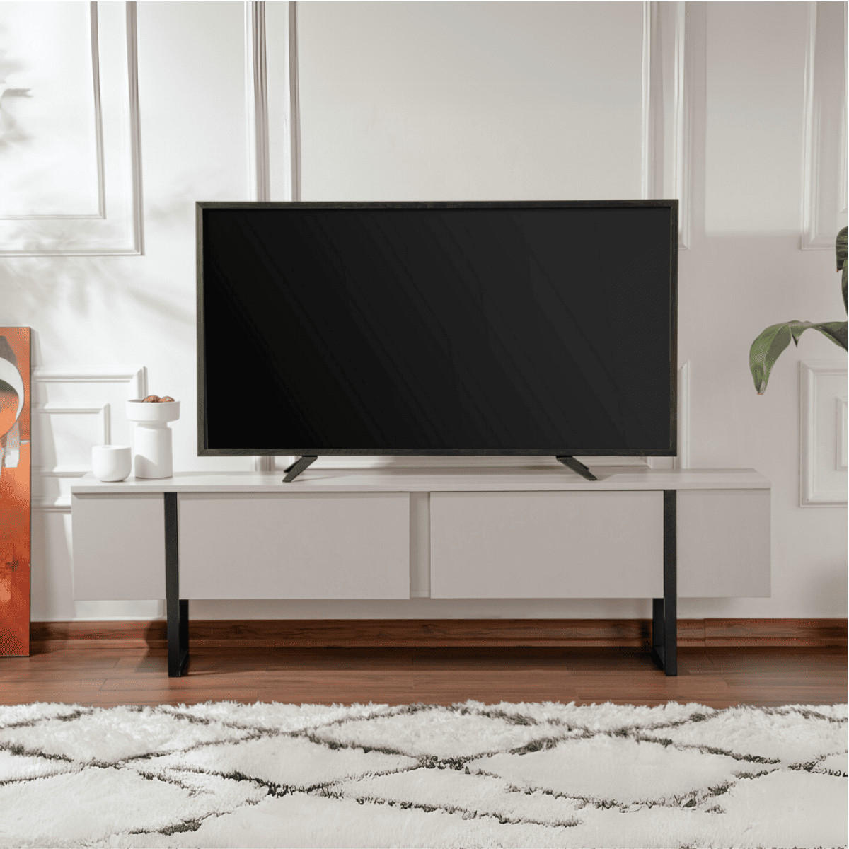 TV-MÖBEL mit 2 klapptüren - serenity 180/29,5/50 cm - Dunkelgrau, Holzwerkstoff (29.5/50/188cm) - Calicosy